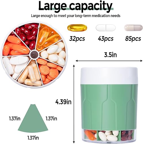 Miniatura 3 de Organizador de suplementos extragrande, botella organizadora semanal diaria de píldoras, dispensador de píldoras con 7 compartimentos grandes,