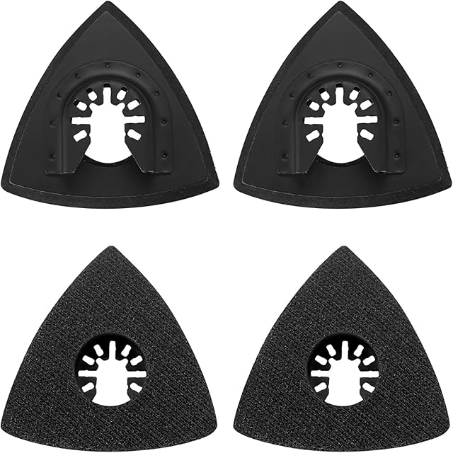 4 Pcs Multi-Tool Sanding Pads Accessories, 80mm Triangle Hook Loop Sanding Pads Replacement Mult Tool for Attaching Pads - Black