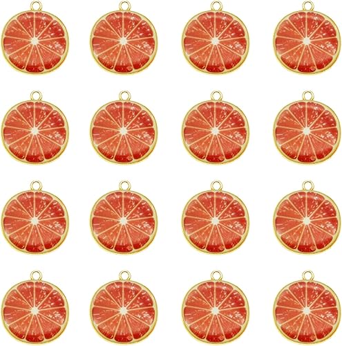 JJG Race - Juego de 40 dijes chapados en oro surtidos de limón, sandía, naranja, fresa, manzana, delicados, colgantes de frutas para aretes,