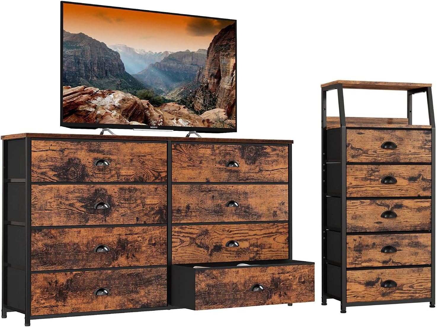 Furnulem Tall 5 Drawers Dresser, Vertical Storage Tower