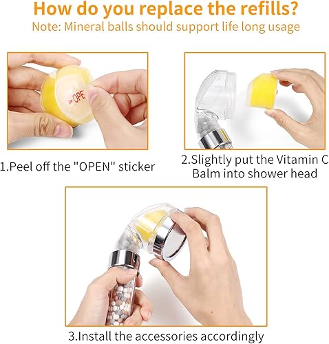 Miniatura 4 de Juego de 4 filtros de repuesto para bálsamo de limón para cabezal de ducha con filtro de vitamina C, elimina el cloro, la cloramina y el fluoruro,