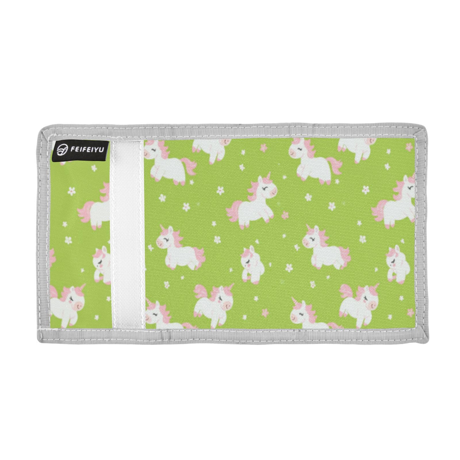 Wusikd Cute Unicorns Kids Wallet for Boys Girls Green Pink Toddler Trifold Wallet Novelty Wallet for Teens Women Men