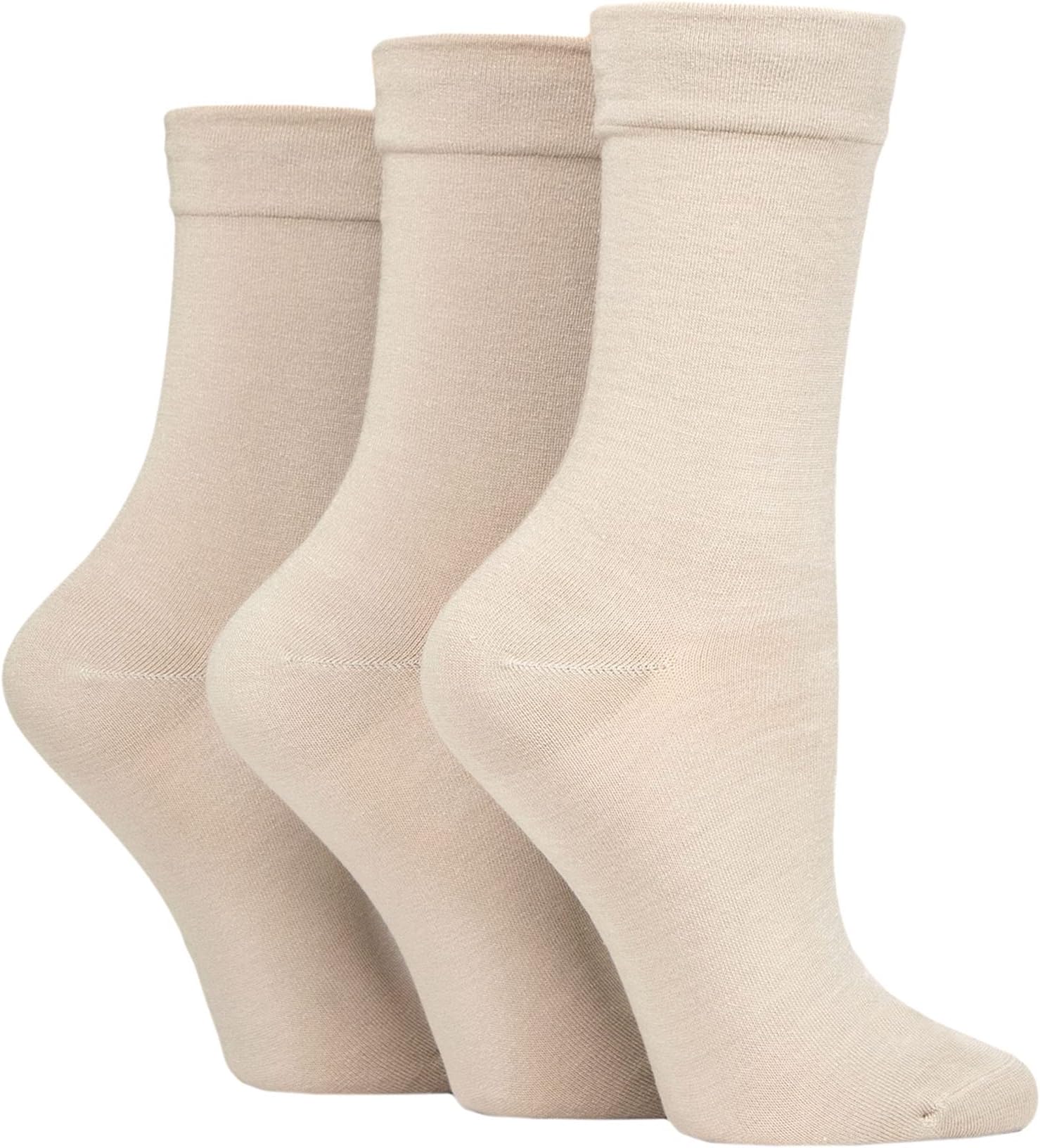 Ladies Gentle Bamboo Socks with Smooth Toe Seams in Plain and Striped Designs Pack of 3