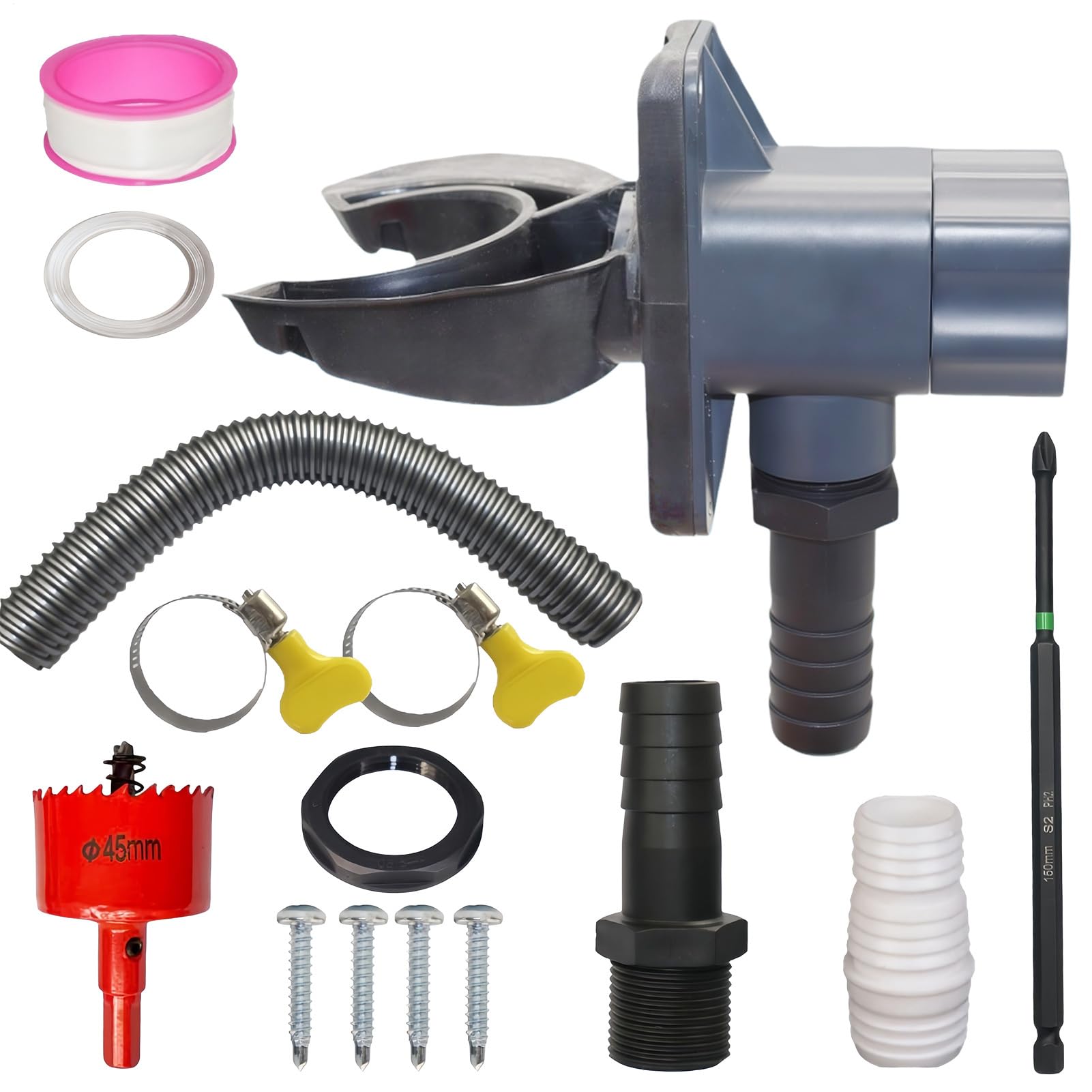 Connecteur de gouttière réglable et kit de récupération d'eau de pluie extérieur