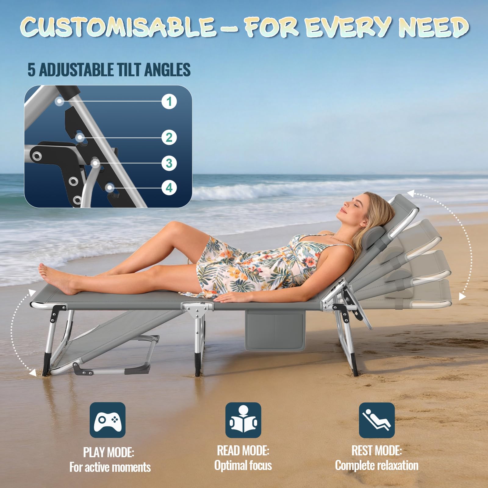 Lettino da giardino pieghevole con tetto, 194 x 68 x 29 cm