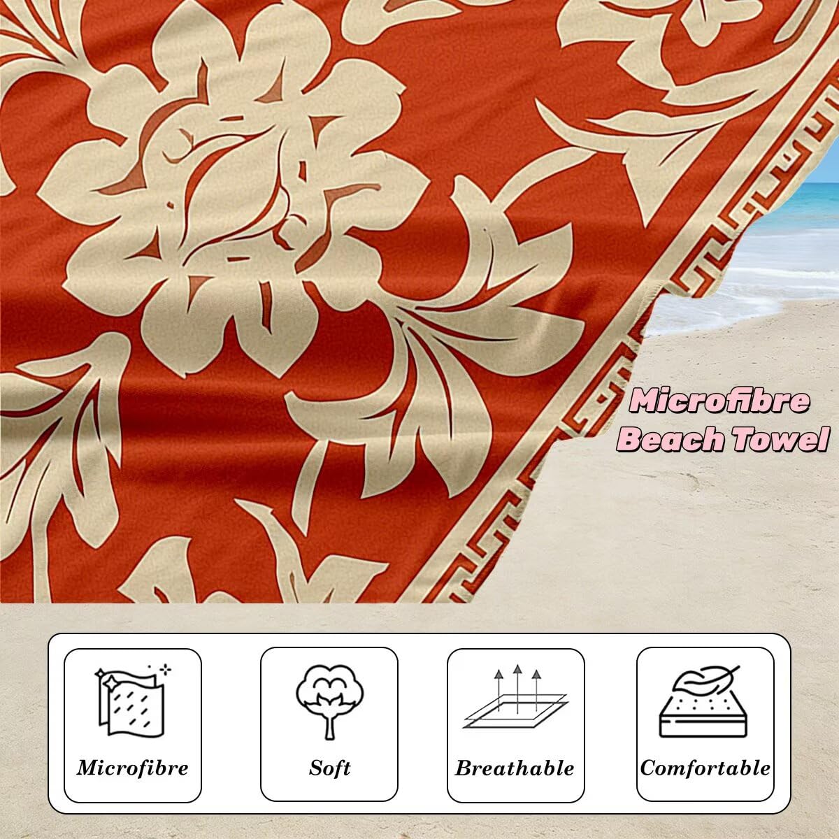 Toalla Playa 90x200 cm, Toalla Gimnasio Microfibra Secado Rapido, Juego de 2 Antiarena Toallas de Playa, Ligera Compacta Toallas Microfibra Grande para Viaje, Regalo Hombre Regalo Mujer (Retro) -4169