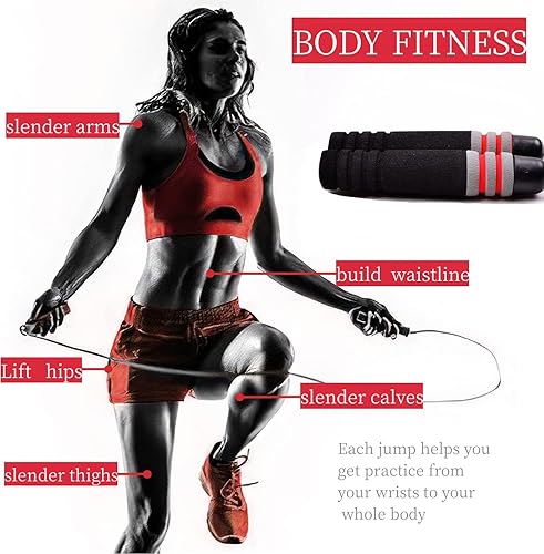 Cuerda de saltar sin enredos, asas de espuma, cuerda de saltar ligera de doble eje para mujeres, hombres y niños, cuerda de salto ajustable para