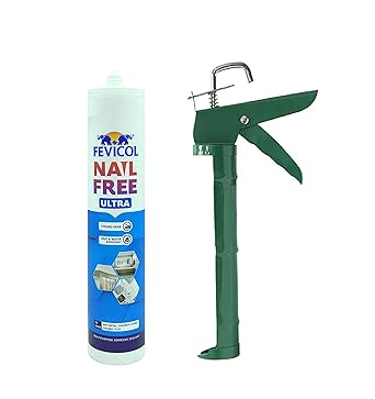 Ninetales Nail Free Ultra Multi-Purpose Adhesive Silicone Sealant with Applicatior/Gun | Heat & Water Resistant | High Adhesive Strength | Bonding ACP, Metals, Concrete Stone, Ceramic - 435g