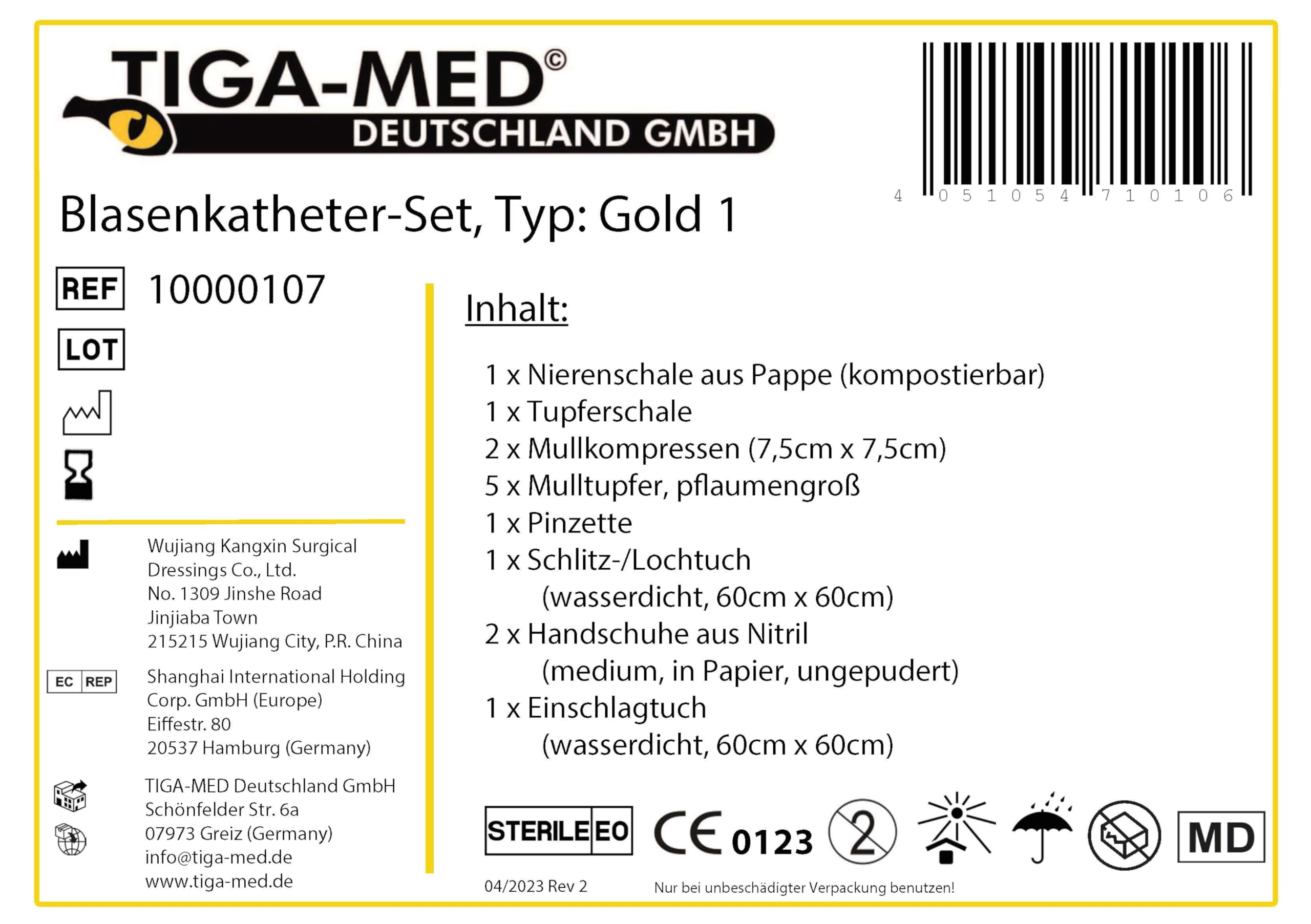 TIGA-MED Katheterisierungsset Gold 1 – Steriles Einweg-Katheterset zur hygienischen Blasenkatheterisierung – komplett & gebrauchsfertig – für Klinik, Pflege & Praxis (10 Stück)