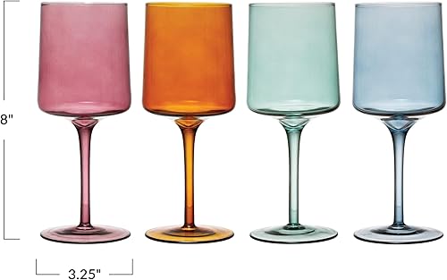 Vista 19 de Creative Co-Op Vasos soplados a mano, 6 onzas, cristalería de 4 colores surtidos, multicolor Verde