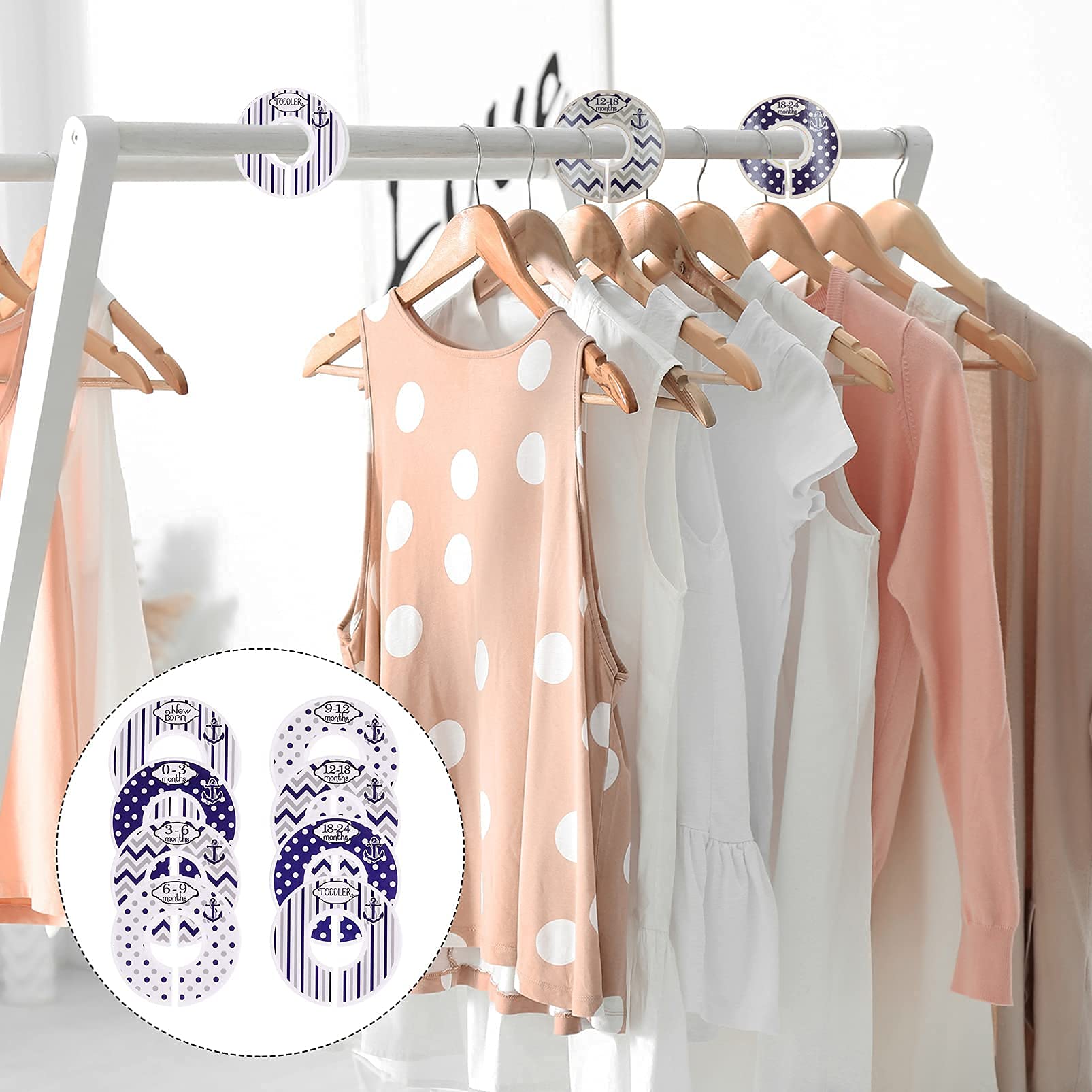 GNHG Séparateurs De Taille Bébé En Bois – Cintres & Organisateurs Garde-Robe Enfant – Numérotés & Personnalisables – Idéal Naissance