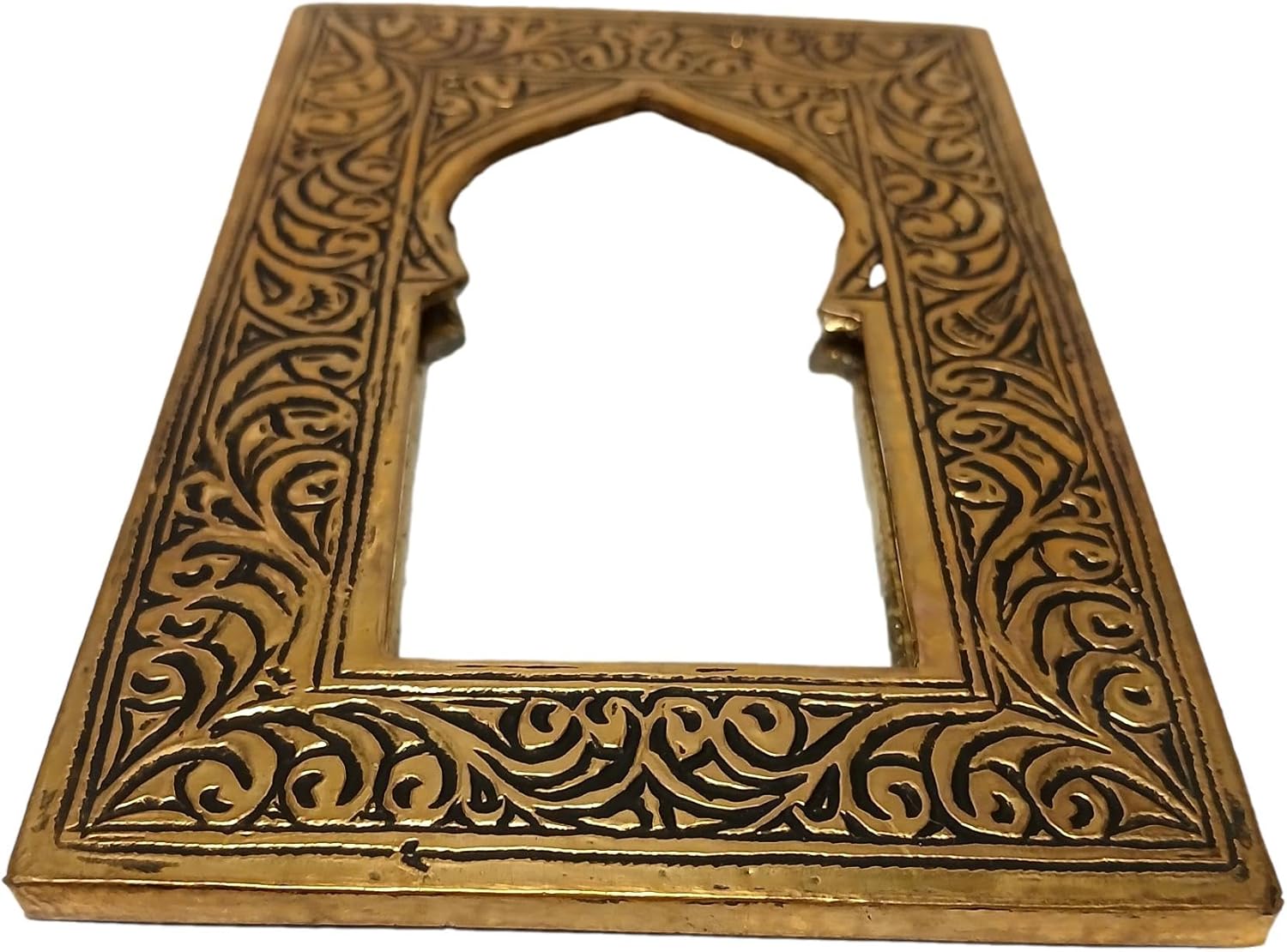 Moroccan Small Door Shape Mini Mirror Metal Bronze Cosmetic Mirror