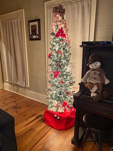 Miniatura 8 de ERGOMASTER Árbol de Navidad de lápiz de 6 pies, árbol de Navidad artificial delgado con 400 puntas de ramas de PVC, soporte de metal resistente