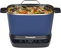 PowerXL StirMax Midnight Blue 7.5QT Multi-Cooker: Auto Stir & Shred Paddle, 9-in-1 Presets for Sauté, Slow Cook, Risotto