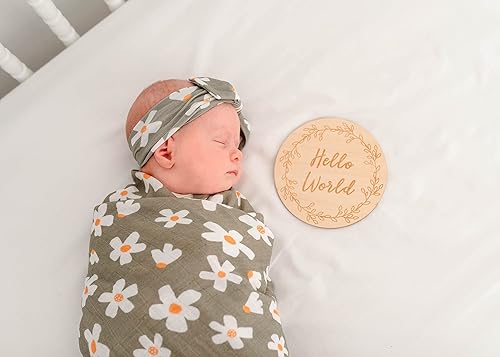 Miniatura 4 de Miaoberry Daisy Garden - Juego de arrullos de muselina floral de primavera para bebé niña  Manta de algodón 100% orgánico con lazo a juego  Bohemio