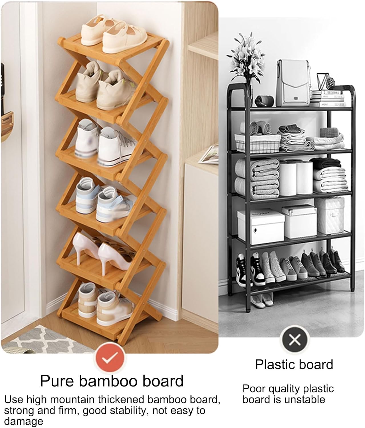 Stackable Shoe Rack, Shoe Rack Tower, Solid Wood Display Shoe Rack, Shoe Rack for Entryway, Space-Saving Shoe Storage, Shelf for Entryway, Garage(89cm/35in)