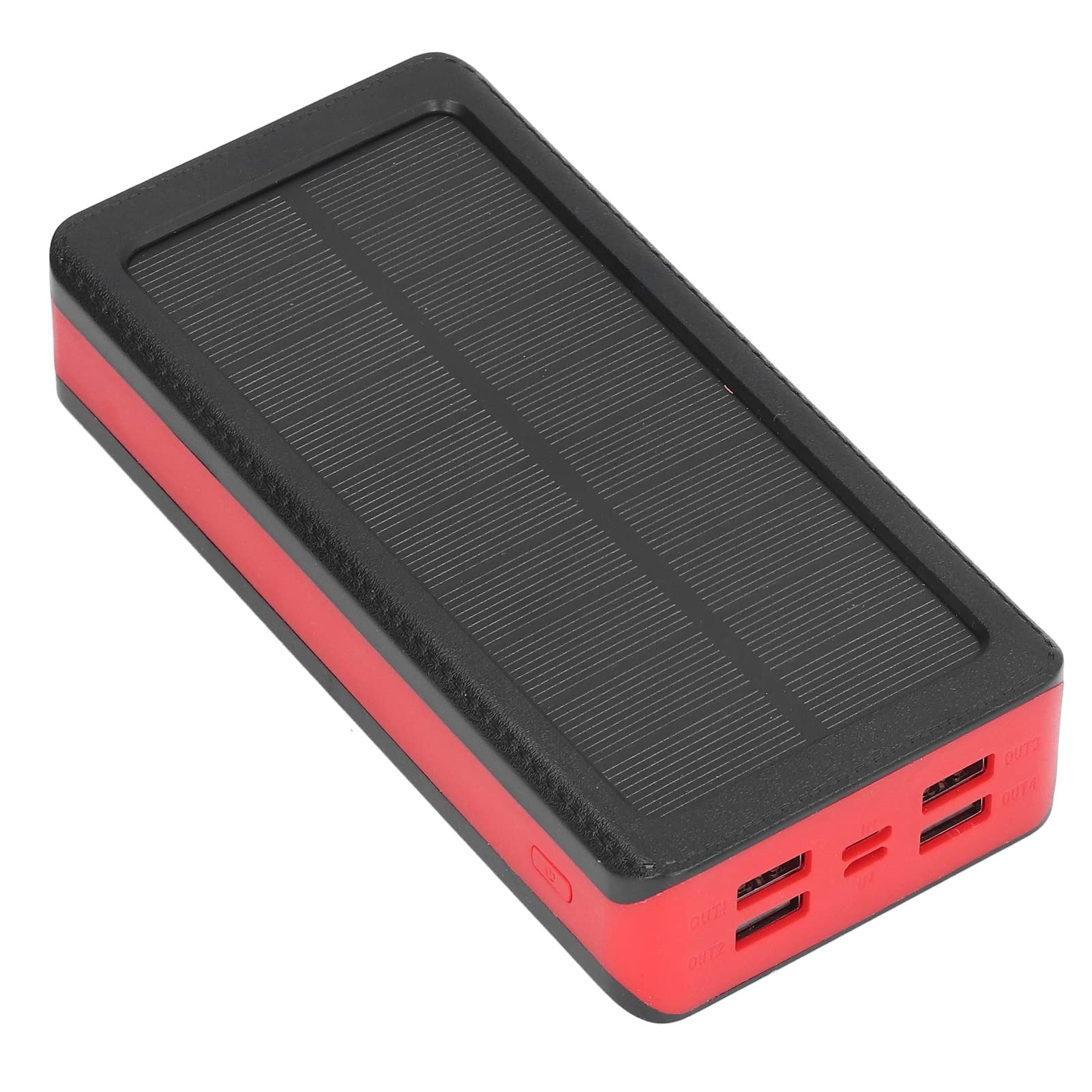 YWBL-WH Banque d'énergie Solaire, Plastique, Haute capacité 30 000 MAh, 4 Ports USB, Lumière LED pour Aventure en Plein Air
