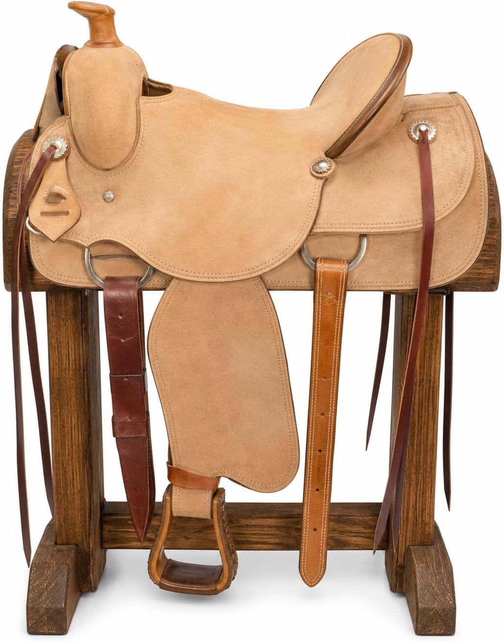 Wade Horse Saddle Tree A Fork Roping Ranch Work Handmade Tooled Carved Premium Leather Western Equestrian Trail Tack Adult & Pony Horse Riding Saddle, Size: 10-18 inch Seat, EV-160