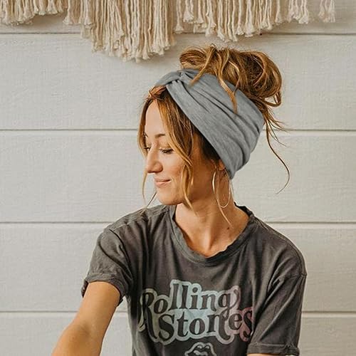 Vista 37 de Tobeffect Diademas anchas para mujer, diadema turbante extra grande de 7 pulgadas, diadema bohemia para el cabello, accesorios de nudo trenzado