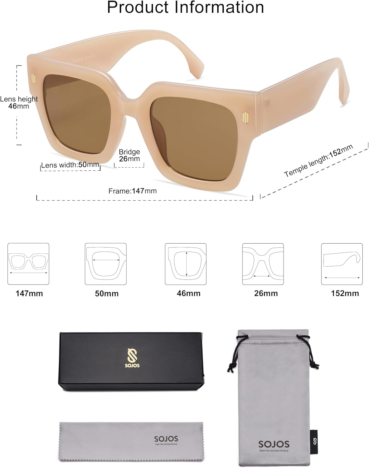 SOJOS Vintage Oversized Square Sunglasses for Women,Retro Womens Luxury Big Large Sun Glasses UV400 SJ2194 - Image 7