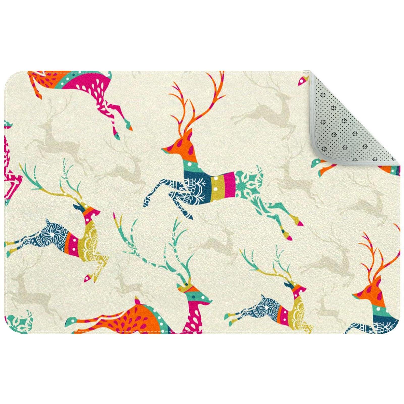 Tapis de porte vintage renne de Noël pour couloir garage et patio