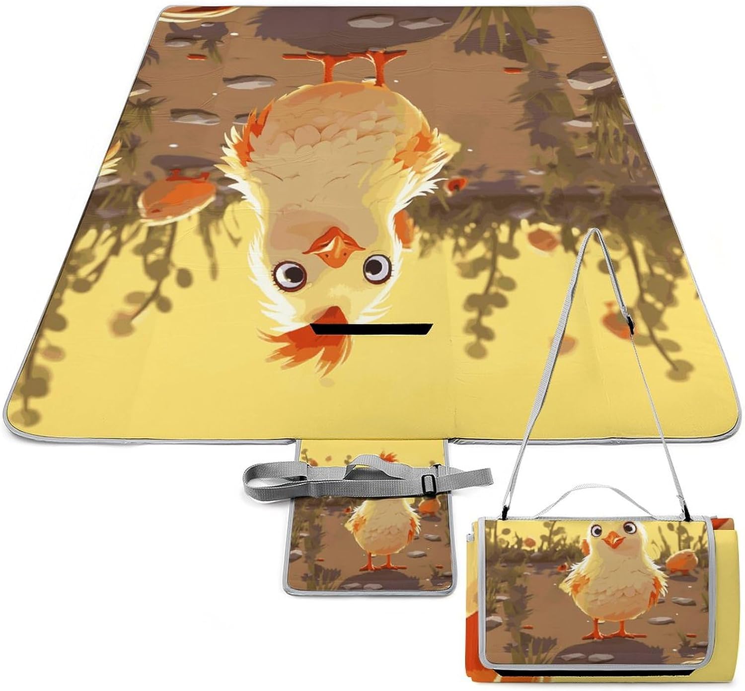 Outdoor Picnic Blanket Extra Large Beach Blanket Waterproof Picnic Mat Chicken Chick Camping Blanket Portable with Carry Strap Park Blanket for Grass Camping Park