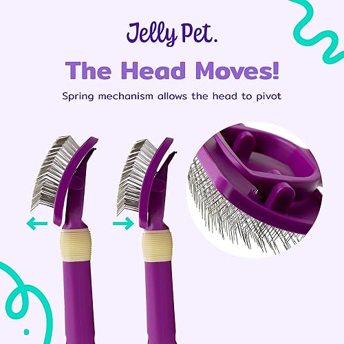 Miniatura 3 de JELLY PET Cepillo giratorio deslizante, la cabeza del cepillo se mueve, suave pin slicker, protege la piel, evita la irritación, el cepillado sin