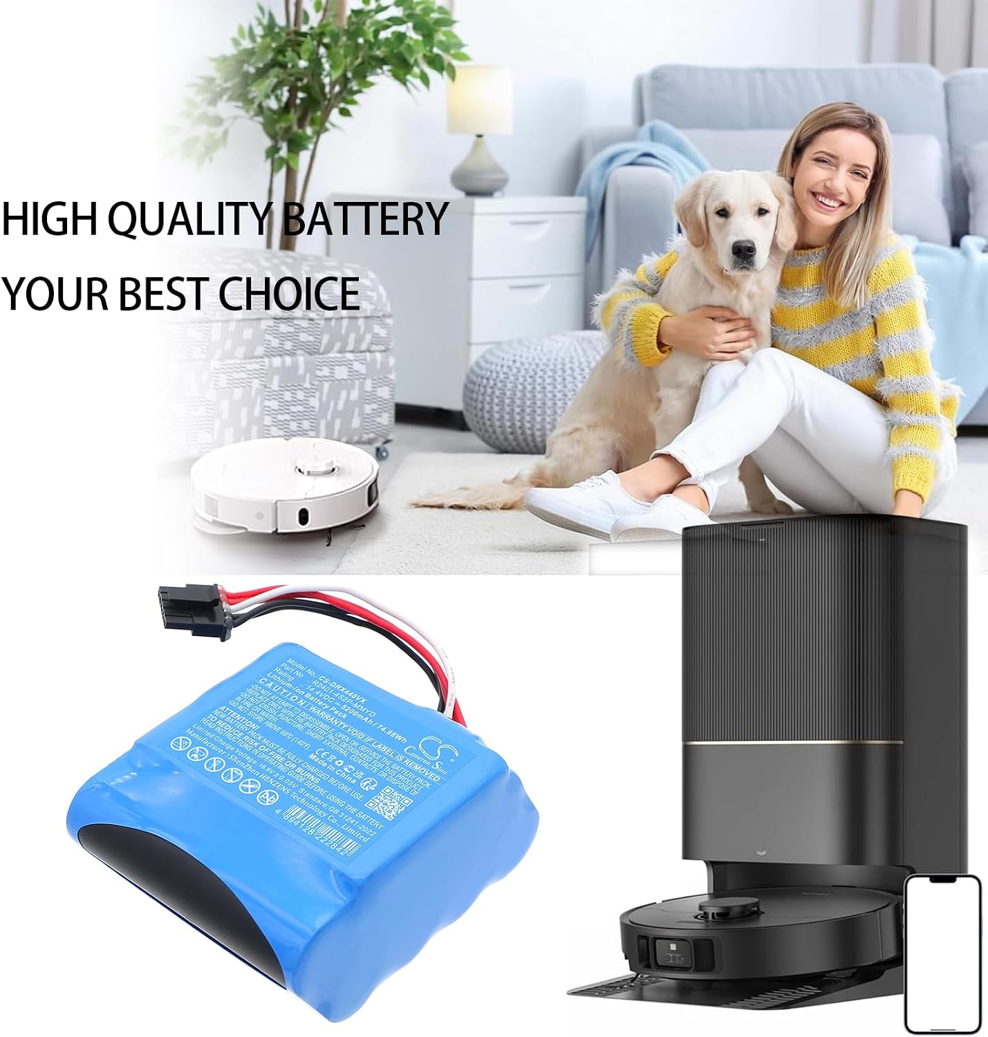 Battery for Dreame X40, X40 Pro PN:Dreame R2401-4S2P-MMYD, R2401-4S2P-XDEV 5200mAh / 74.88Wh