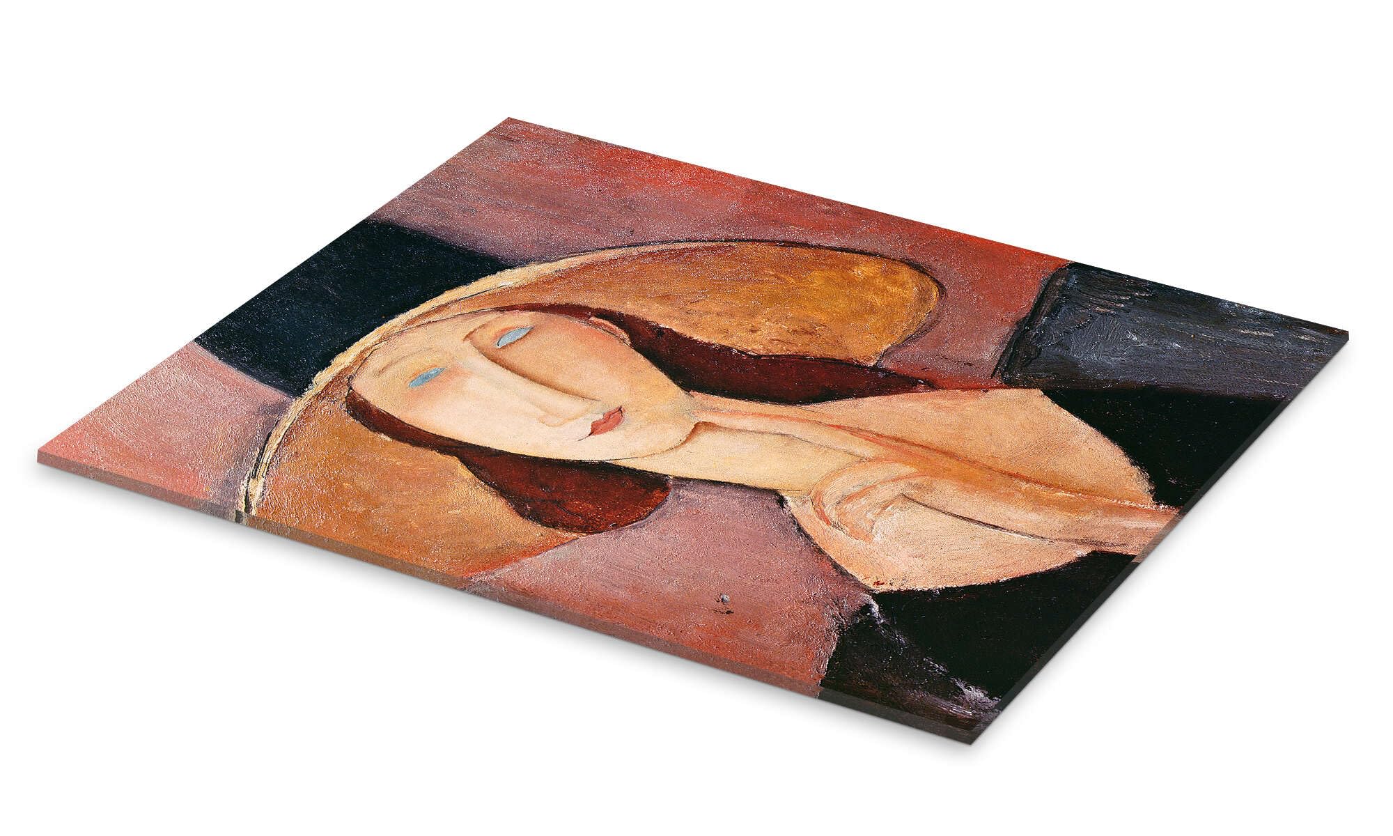 Posterlounge Jeanne Hebuterne mit einem großen Hut Acrylglasbild | 50 x 70 cm von Amedeo Modigliani Braun Wandbilder Wanddeko