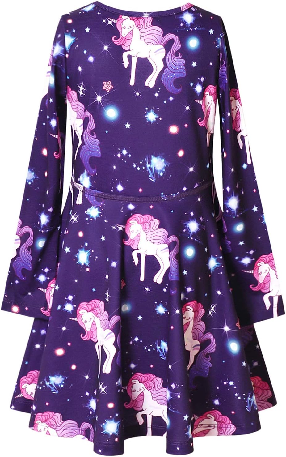 QPANCY Girls Long Sleeve Dresses Unicorn Mermaid Cat Swing Fall Winter Clothes - Image 2