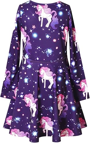 Miniatura 10 de Perfashion Vestidos a juego para niñas y muñecas sin mangasmanga larga, acampanados, faldas de fiesta de unicornio