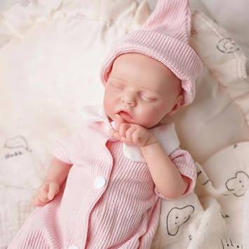 Reborn Baby Doll Silicone Full Body, 12 Inch Platinum Silicone Bathable Poseable Soft Lifelike Newborn Body Doll for 3+ Years Collectors