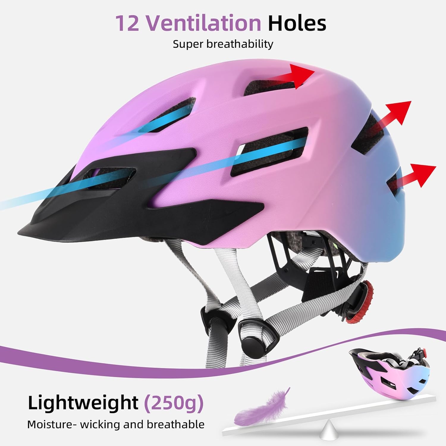 Kids Bike Helmet Boys and Girls Bicycle Helmet with Cool Visor Helmet for Kids 3-14, Children Bike Helmets Youth Bike Helmet Adjustable & Lightweight - Image 4
