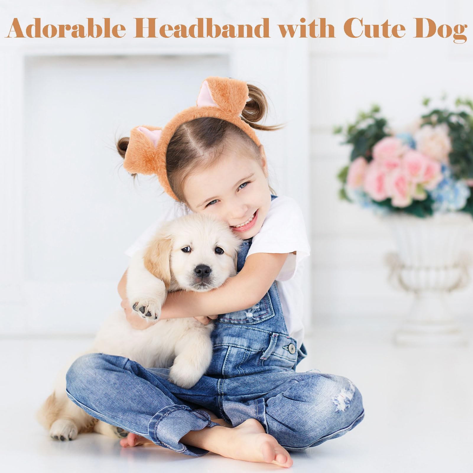 Melbelia Animal Ear Headbands,2 Pcs Plush Dog Ears Costume Headband Hair Band with Dog Ear Cute Ear Hair Accessories for Themed Events and Party Decoration