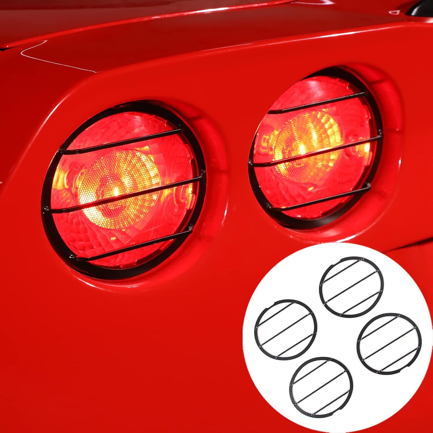 PIUGILH Car Rear Tail Light Guards Cover Fit for Corvette C6 2005-2013 Exterior Accessories, Rear Tail Light Protection Net Cover, 4Pcs