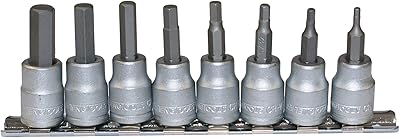 Teng Tools 8 Piece 3/8 Inch Drive SAE Hex Bit Socket Set (3/32 Inch - 3/8 Inch) - M3811