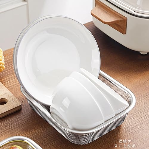 Miniatura 5 de Generic Cesta coladora de acero inoxidable, soporte rectangular para papas fritas, colador de aceite de malla fina, cesta de almacenamiento