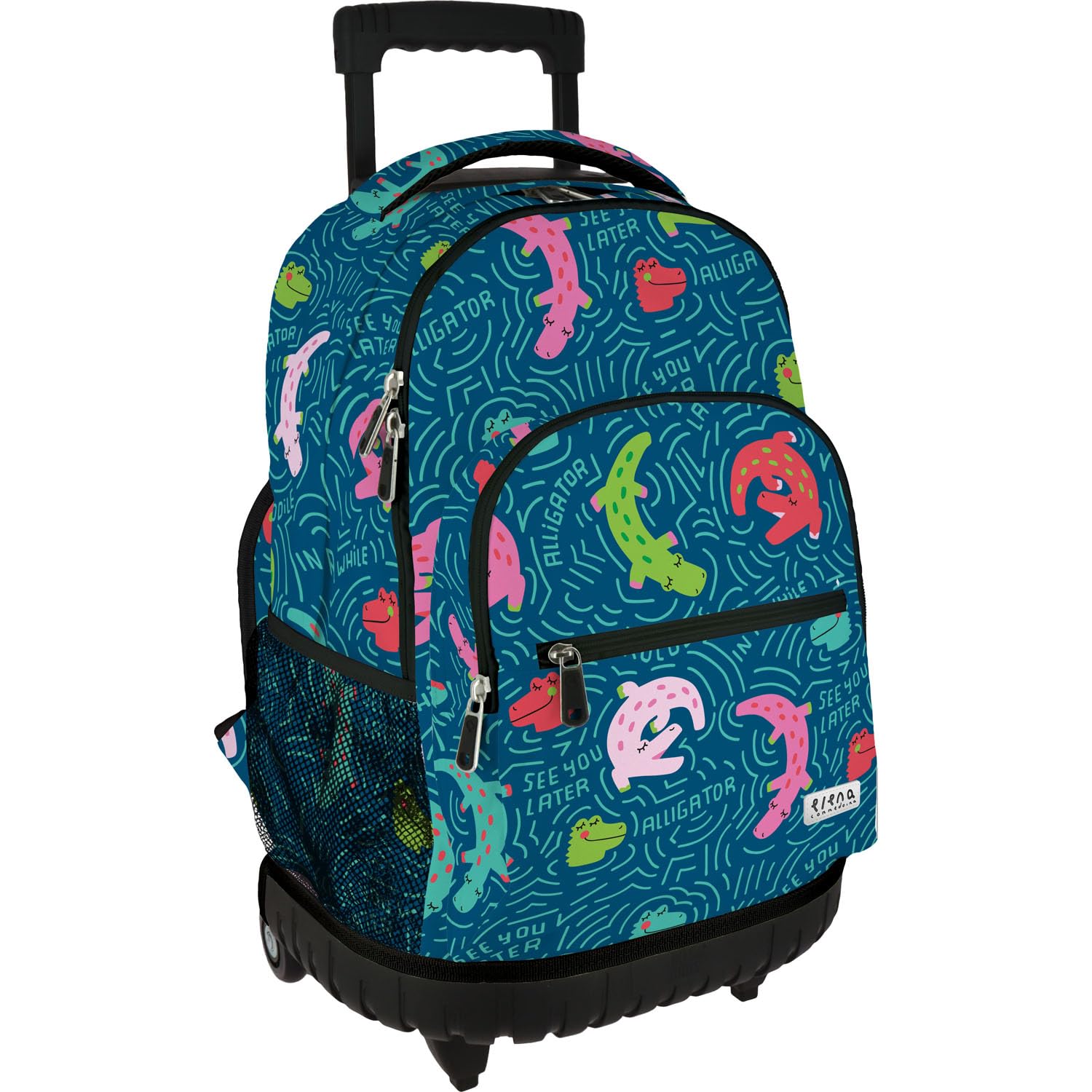 Grafoplas - Mochila Escolar con Ruedas, Carro Integrado, 52x37x25cm, 29 Litros, Ruedas Dobles, Modelo Roller, Colección Alligator de Elena Corredoira, Perfecto Material Escolar Infantil y Primaria