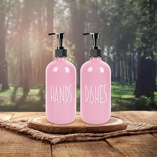 Miniatura 4 de Dispensador de jabón de vidrio con bomba de plástico para cocina, juego de dispensador de jabón de manos de vidrio de 16 onzas, cocina, baño para