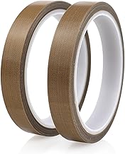 BOMEI PACK 2 pieces 15 mm x 10 m x 0.18 mm (D) self-adhesive Teflon tape, high temperature tape, PTFE glass fabric tape/glass tape, high temperature tape, heat resistant up to 260 °C