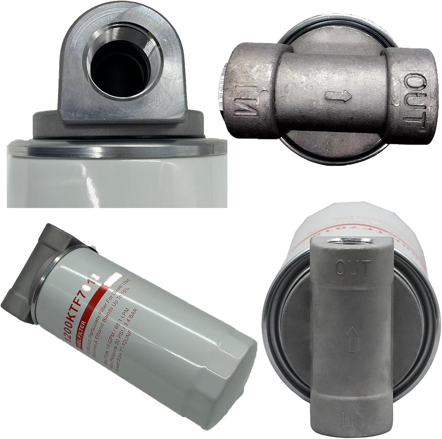 1200KTF7018 Fuel Filter 10 Micron 3/4" 18GPM 50PSI 10Micron Fuel Filtration F1810PM0 1200KTG9075 Fill-Rit Grainger FR112 FR1210G FR610G Fuel Transfer Tank Pump Diesel Gasoline Fuel Filters Assembly