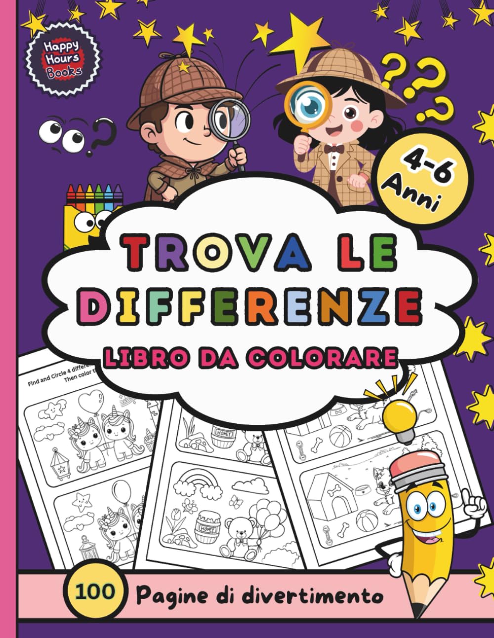 Trova le Differenze - Libro da Colorare: Un Libro di Attività Divertente e Coinvolgente per Bambini 4-6 Anni