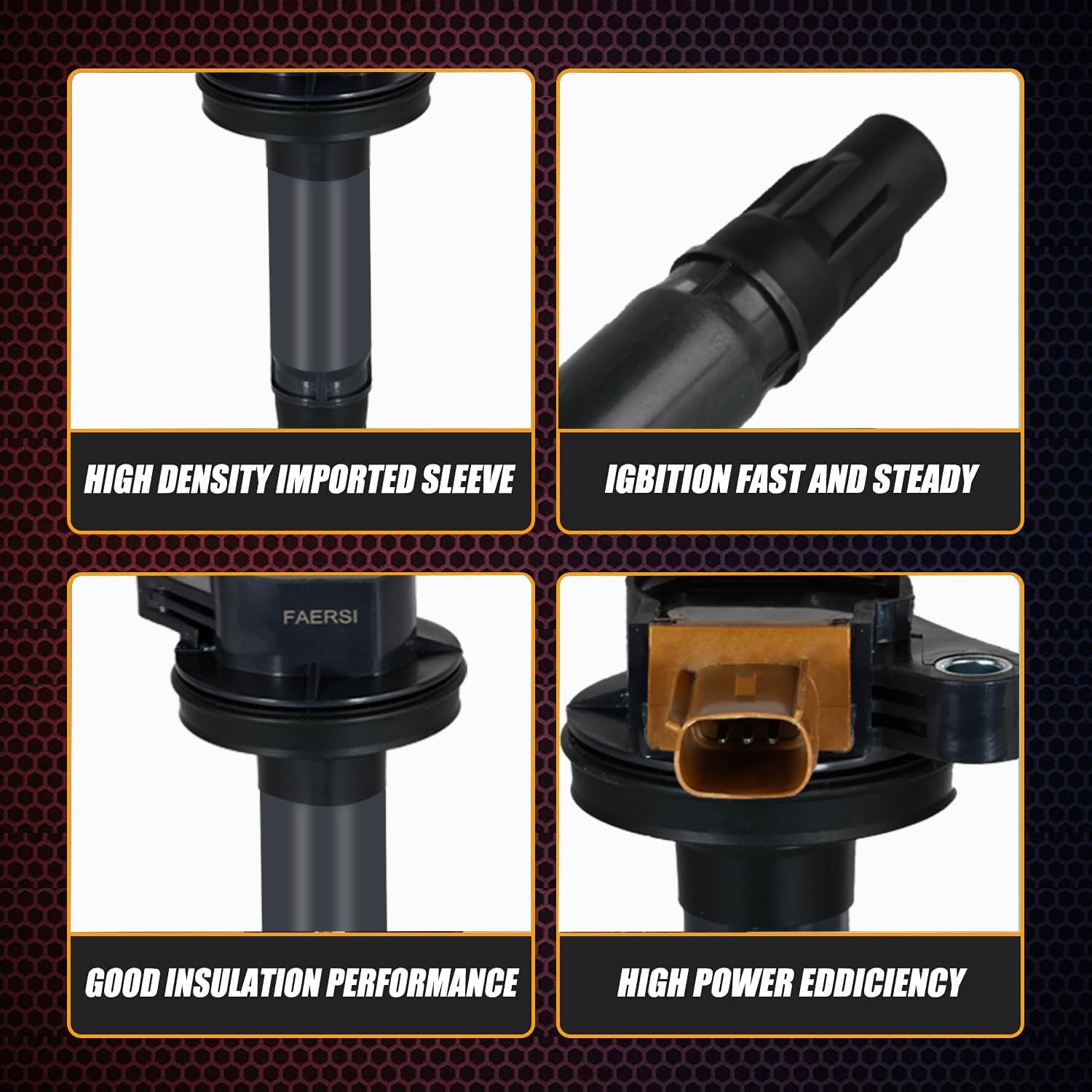 FAERSI Set of 6 Ignition Coil Pack and Iridium Spark Plug Compatible with Expedition 3.5L V6 Police Interceptor Sedan 3.5L V6 Transit 150 3.5L V6 Replace#UF646 (6pcs)