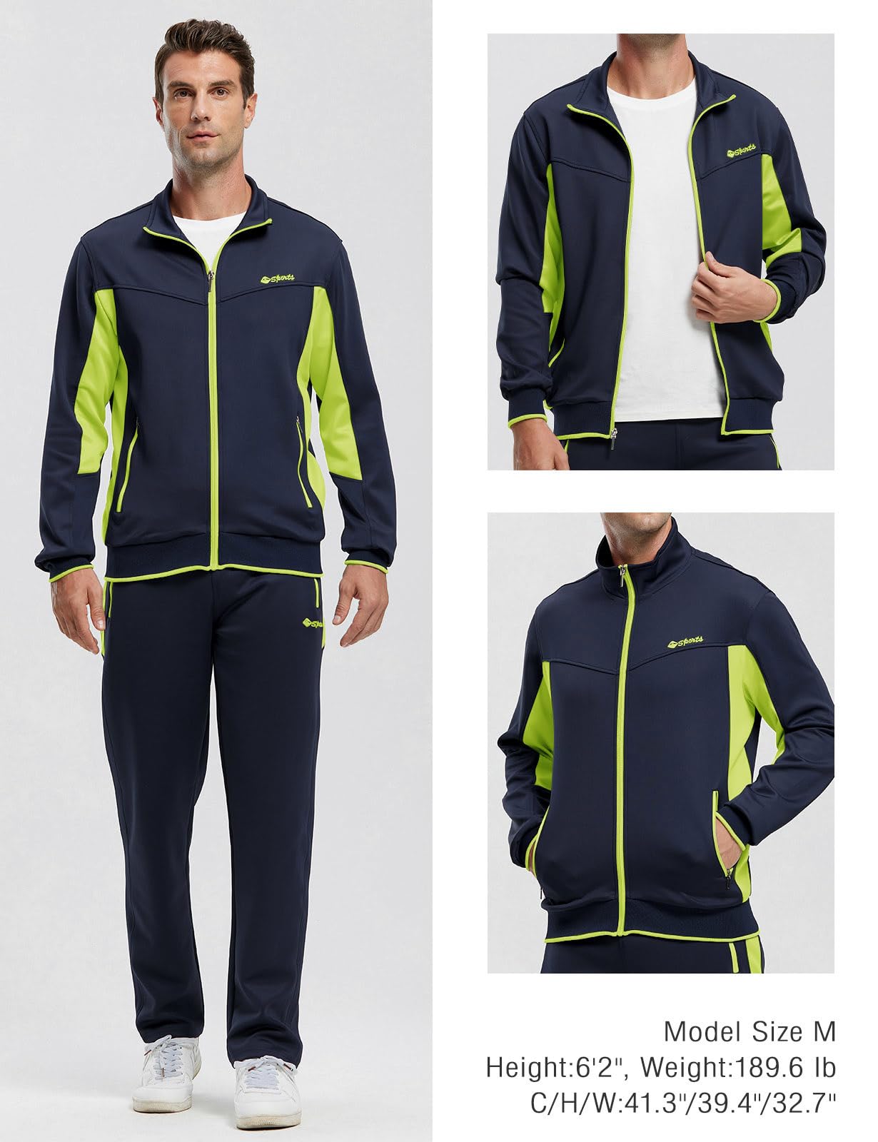 Rdruko Tuta da uomo atletica con zip intera casual sport jogging palestra tuta