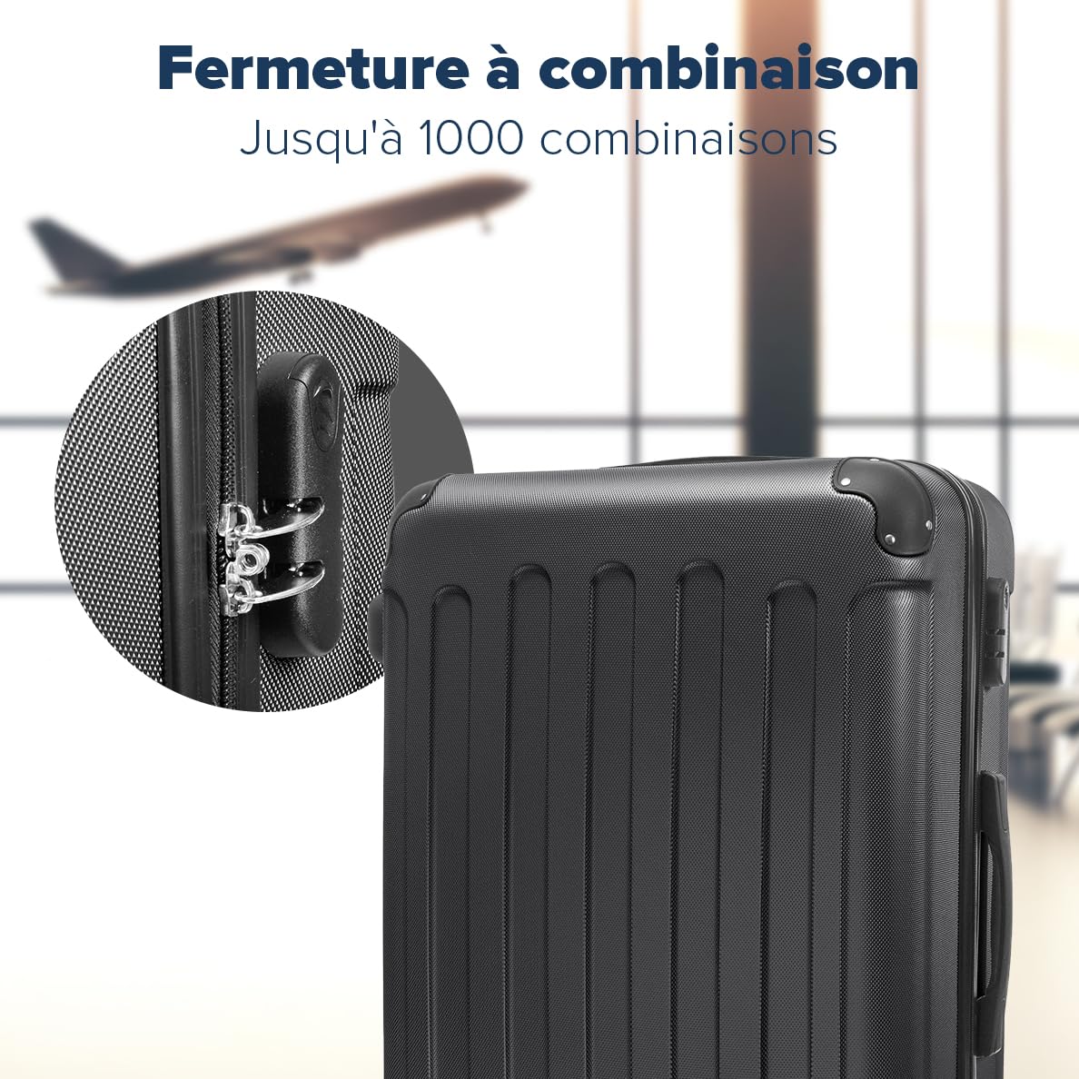 TRVLMORE Set Valise Rigide - Lot Valise - 3 Set de Valise de Voyage - Set Valises Rigides 4 roulettes - Luggage - Set 3 Valises - Ensemble Valise - Suitcase Set - Noir