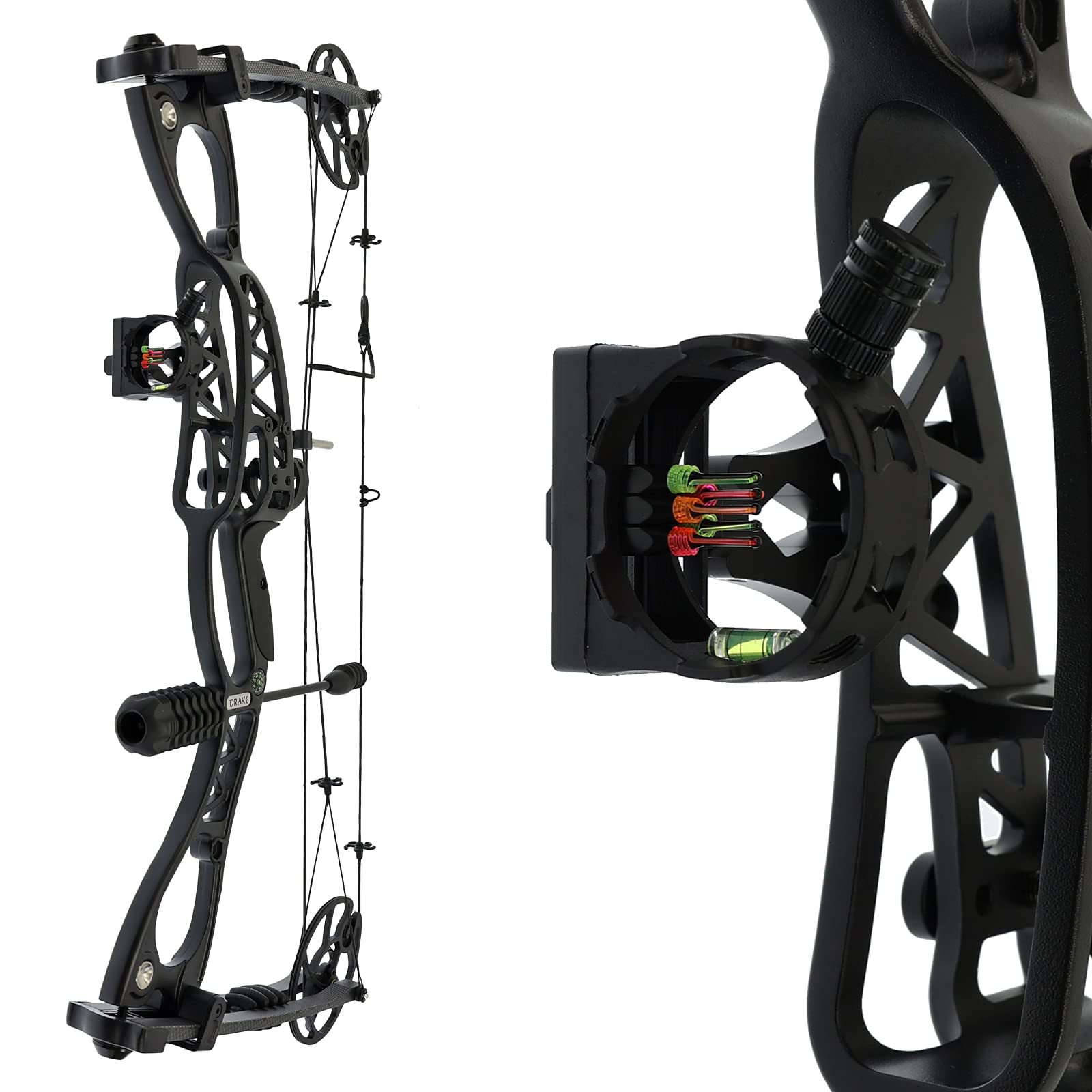 Drake Pathfinder Starter Compoundbogen Set RH 40–65 lbs einstellbar 320fps | Bogenschießen Kit mit Zubehör für Erwachsene Jugend Anfänger Jagdbogen