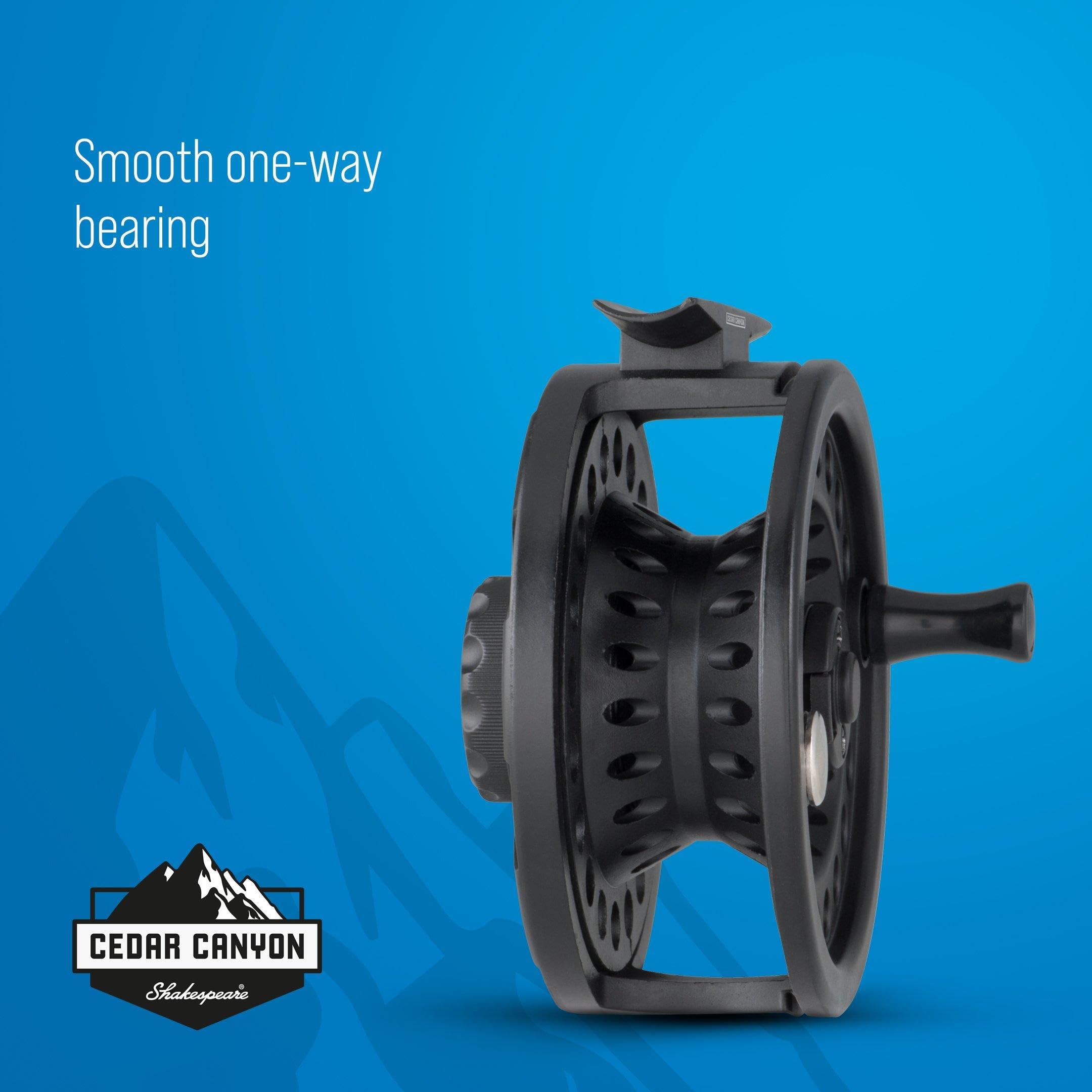 Shakespeare Cedar Canyon Premier Fly Reel - Moulinet de pêche à la Mouche léger et Durable avec roulement récupération Convertible pour droitier ou gaucher - 2 Options Disponibles
