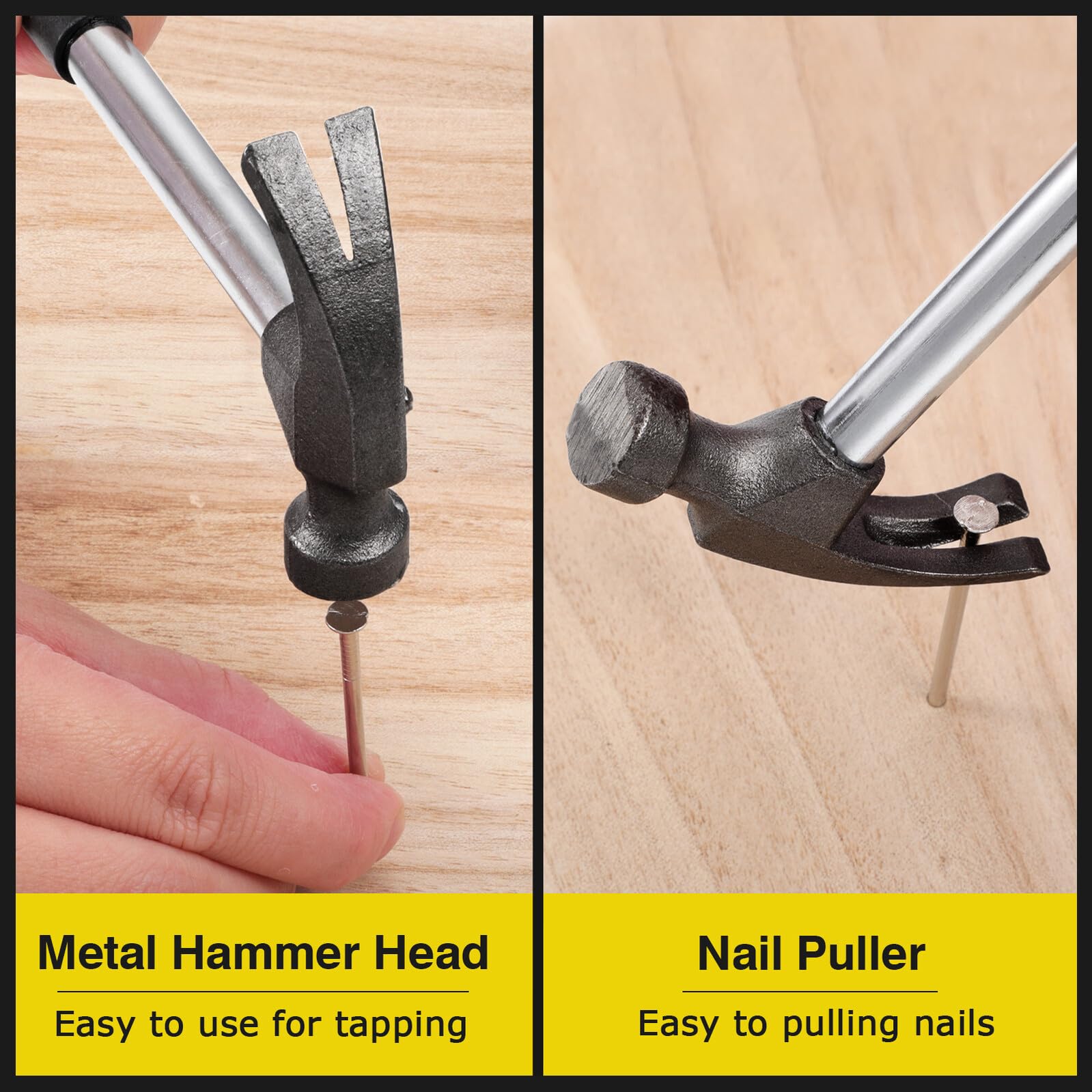 Mini Martillo de Garra Negro, 5 Piezas, Portátil para Acampar | Plástico y Tubo de Acero, Formato Compacto, Lote de 5 Unidades, Uso Exterior y Trabajo Manual