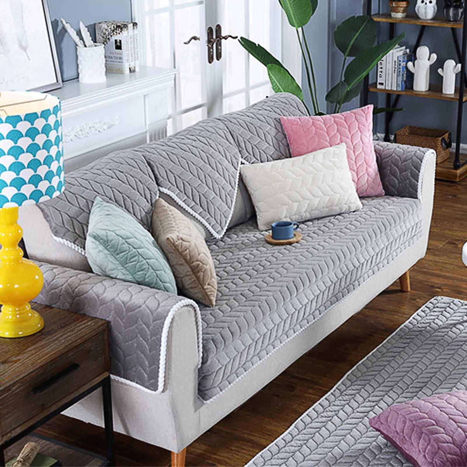 YSZBD Funda para Sofa Cubre Sofa Chaise Longue Funda Sofa Ajustable Terciopelo 3 Plazas Cubre Sofas Protector Sofa Gatos Arañazo,Grey1-90x160cm