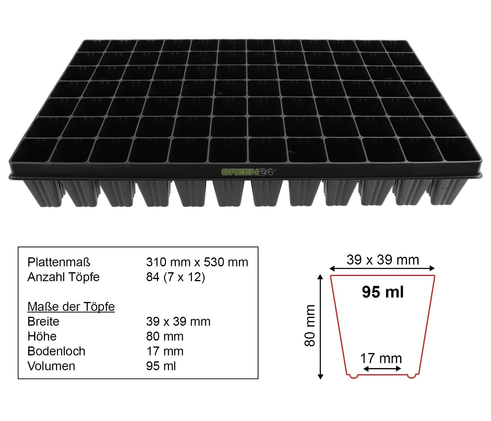 GREEN24 Anzucht-System 84WT Zimmer-Gewächshaus XXL Profi mit automatischer Bewässerung für die Anzucht Zimmer Treibhaus mit Wasser-Wanne + Kapillarsystem + Topfplatte + Haube + Töpfe
